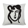Axyaa Minimalist Matisse Portrait Linen Pillow Case, Sofa Decor, Simple Line Drawing