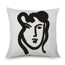 Axyaa Minimalist Matisse Portrait Linen Pillow Case, Sofa Decor, Simple Line Drawing