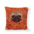 Axyaa Pug Food Print Cushion Cover Decorative Square Pillowcase for Sofa and Car Seat
