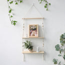 Wooden Macrame Display Stand Shelf for Home Decor by Axyaa