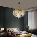 Axyaa Gold Crystal Chandelier - Modern Luxury Hanging Ceiling Lamp for Living Room and Dining Room