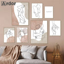 Axyaa Abstract Woman Face Line Couple Canvas Painting Sexy Body Poster Bedroom Decor