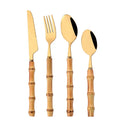 Axyaa Bamboo Handle Stainless Steel Cutlery Set