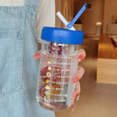 Axyaa Glass Water Bottle with Tea Infuser Filter Straw, Kawaii Design, 750ml