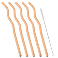 Axyaa Stainless Steel Wavy & Straight Drinking Straws Set for Cocktails & Bubble Tea