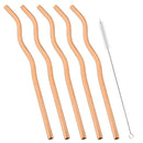 Axyaa Stainless Steel Wavy & Straight Drinking Straws Set for Cocktails & Bubble Tea