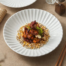 Axyaa White Porcelain Disc Shallow Plate Set for High-End Dining Experience