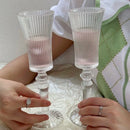 Axyaa Ribbed Glass Goblet & Flutes Set for Elegant Occasions