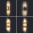 Axyaa Modern LED Wall Sconce - Crystal and Stainless Steel E14 Bulb, Black Gold, for Bedroom, Foyer, Dining Room