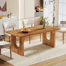 Axyaa 71" Modern Dining Table for 6-8, Wood Pedestal Base Kitchen Table