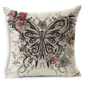 Axyaa Linen Butterfly Cushion Cover 45x45cm - Decorative Pillow Case for Sofa & Bed