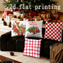 Axyaa Checkered Deer Pillow Cover Set for Home Decor and Seasonal Accents
