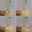Axyaa Glass Brass LED Wall Sconce Vintage Vanity Light Fixture