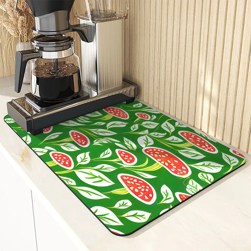 Axyaa Plant Leaf Absorbent Drying Mat for Kitchen Dishes & Cups