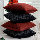 Axyaa Festive Christmas Checked Red Black Pillow Cover
