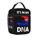 Axyaa Haiti Flag Insulated Lunch Bag: Portable, Waterproof, Thermal Oxford Tote