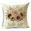 Axyaa Fall Pumpkin Sunflowers Linen Throw Pillowcase - Office, Bedroom Decor