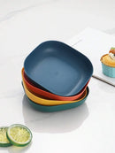 Axyaa Square Plastic Dessert Plates Set of 4, Durable Tableware for Camping & Picnics
