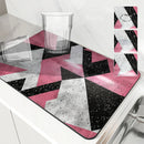 Axyaa Geometric Color Drain Pad: Absorbent & Anti-slip Square Mat for Bathroom and Kitchen