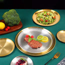 Axyaa Stainless Steel Round Plate Set for Barbecue and Parties