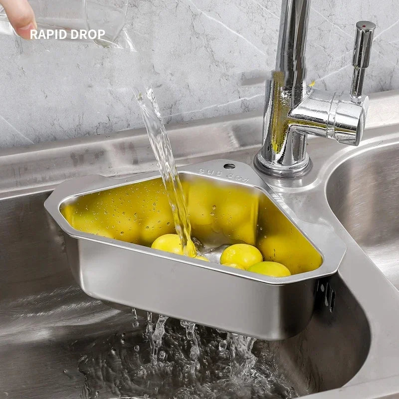 Axyaa Stainless Steel Triangle Sink Drain Basket Food Debris Filter Rack