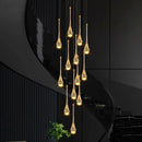 Axyaa Crystal Chandelier Stair Pendant Lamp Living Room Pendant Lights
