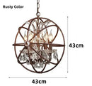 Axyaa Iron Chandelier with Crystals: Retro Loft Globe Lighting for Dining Room & Clothing Store