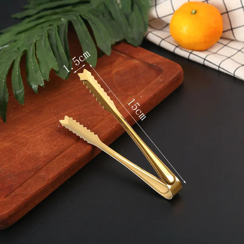 Axyaa Stainless Steel Smart Grill Tongs Gold/Silver Meat Clip for BBQ Cooking