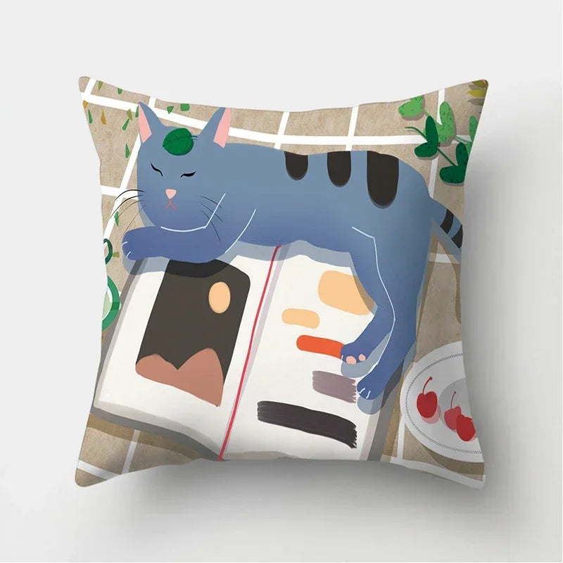 Cat Pattern Cushion Cover for Axyaa Brand Decorative Throw Pillow.