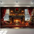 Axyaa Christmas Party Decoration Background Cloth Stove Garland Wall Tapestry