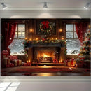 Axyaa Christmas Party Decoration Background Cloth Stove Garland Wall Tapestry