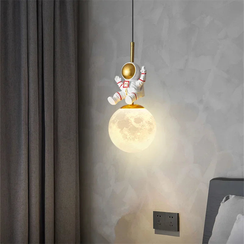 Axyaa Astronaut Chandelier: Children's Room Decor Hanging Light in Warm Shade