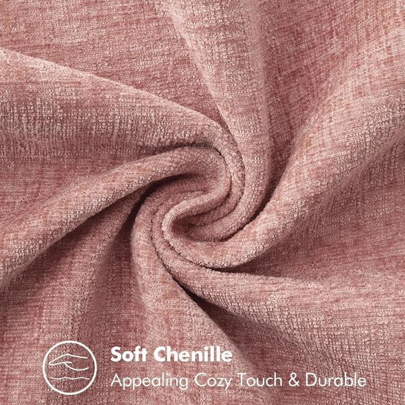 Axyaa Chenille Velvet Throw Pillow Covers with Stitched Edge Square Cushion Cases