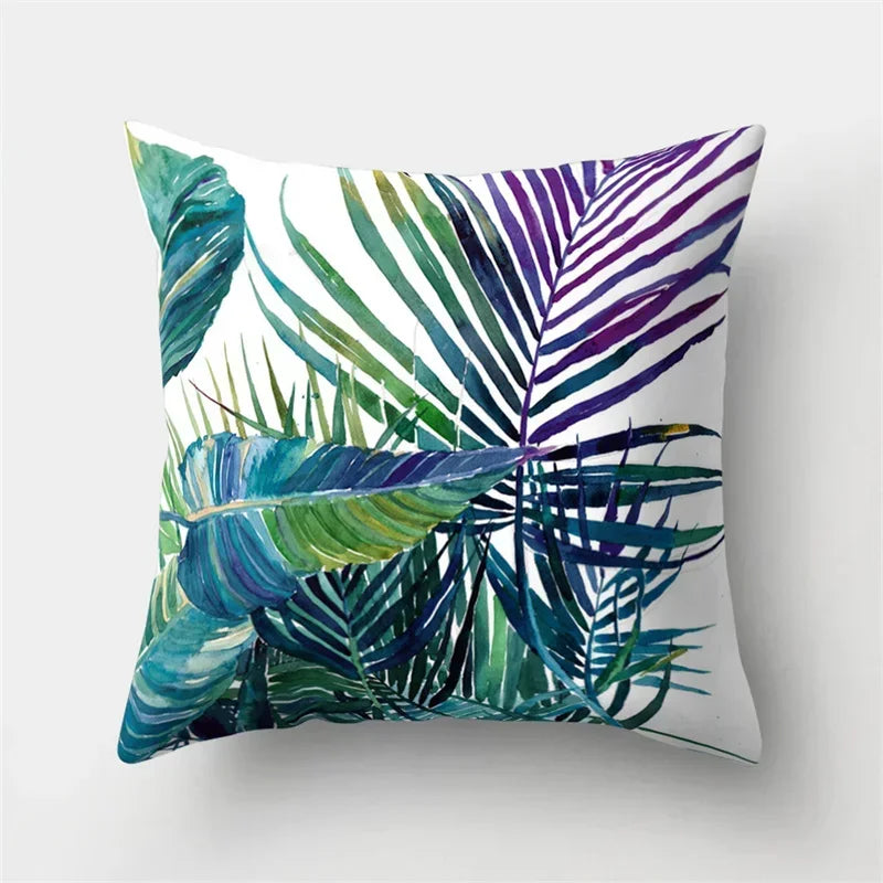 Axyaa Tropical Plant Green Leaves Cactus Pillowcase Living Room Sofa Cushion Cover