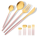 Axyaa 16-Piece Red Gold Matte Stainless Steel Cutlery Set