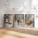 Axyaa Vintage Christmas Snow Forest Wall Art Set