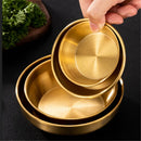 Axyaa 304 Stainless Steel Seasoning Dish Set - Round Golden Barbecue Saucer Plates