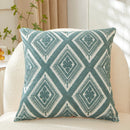 Axyaa Fern Leaves Embroidery Pillow Cover 45x45cm Blue Yellow Grey Square Decor