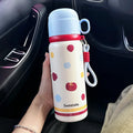Axyaa Kawaii Hearts Stainless Steel Thermal Water Bottle 550ml - Leak-Proof Thermos Tumbler