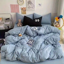 Axyaa Big Eyes Full Queen Bedding Set Solid Color with Sheet Pillowcase