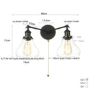Axyaa Glass Black LED Wall Sconce 2 Heads Vintage Bedroom Bathroom Light