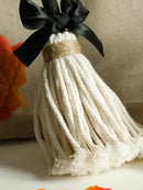 Axyaa Halloween Witch Broom Decor Set - Gothic Tabletop Ornaments & Handmade Craft