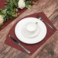 Axyaa Wedge PVC Placemats Set Burgundy Red Wipe Clean Heat-Resistant Table Mats