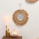 Axyaa Hand Woven Round Wall Mirror for Home Decor