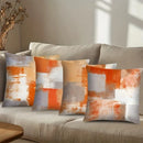 Axyaa Abstract Orange & White Pattern Pillow Cover for Sofa, Bedroom, Car