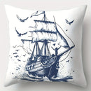 Axyaa Nautical Sailing Sofa Pillowcase Set, 4pcs 17.7"x17.7", Home Decor & Waist Cushion