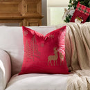 Christmas Embroidered Pillowcase Cojines with Tree Elk Design by Axyaa