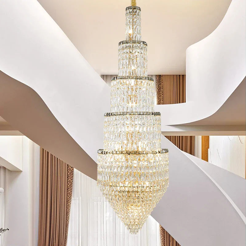 Axyaa Crystal Hollow Chandelier: Elegant Fashion Lighting for Duplex Villa Hall