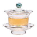 Axyaa Gold Turquoise Glass Tea Cup Set - High-grade Heat-resistant Kung Fu Tea Bowl