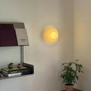 Axyaa Round Stone Wall Light White Glass G9 Bulb for Home Bedroom Living Room